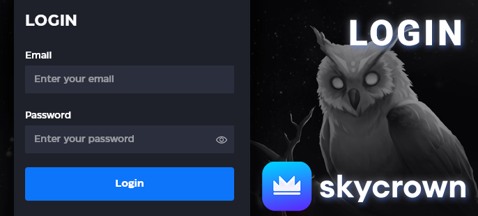 SkyCrown Casino login form with email and password