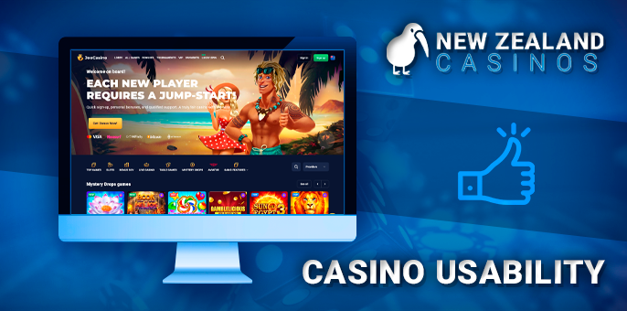 Casino site design - convenience for Kiwis players