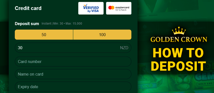 Deposit at Golden Crown Casino - step by step instructions