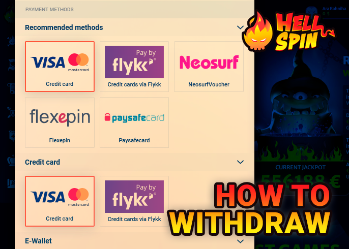 Withdrawing money from account at Hell Spin Casino for the NZ player