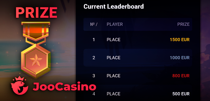 Aviator tournament prizes at Joo Casino
