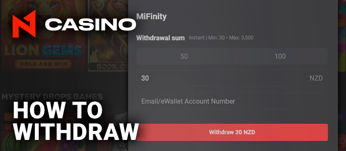 NZD currency withdrawal form from N1 Casino -