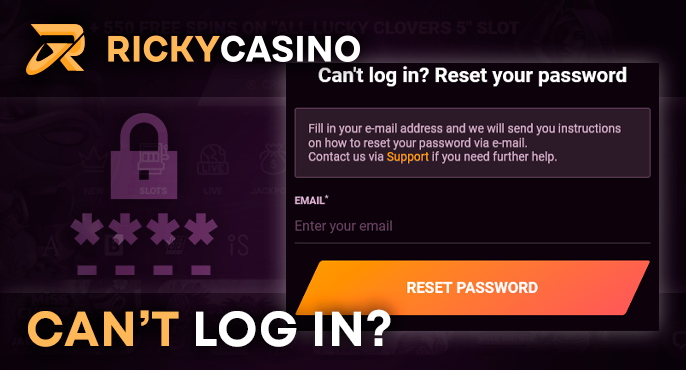 Account password recovery at Ricky Casino - how to recover your password