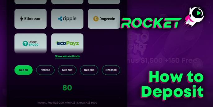 Deposit to Casino Rocket - instructions for funding
