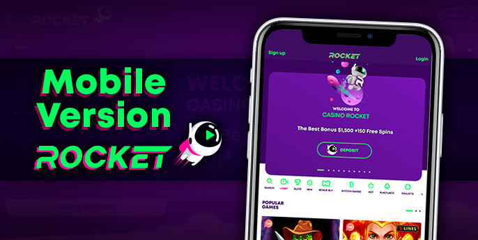 Playing at Casino Rocket via phone - mobile version in the browser