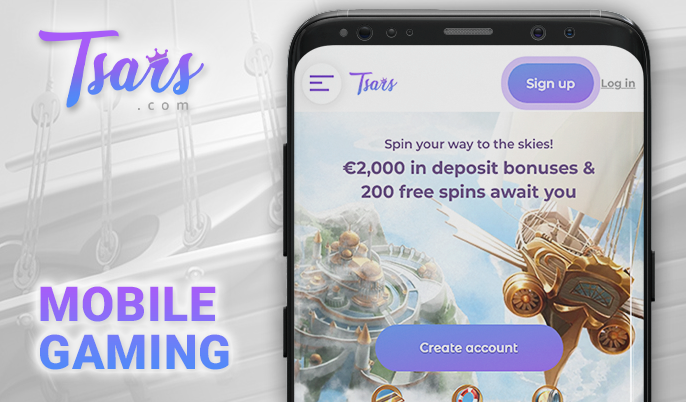 Playing at Tsars Casino via phone - casino app for mobile devices