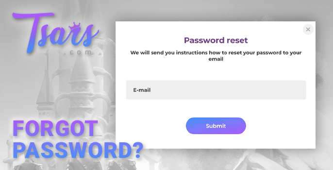Recovering password from Tsars Casino account